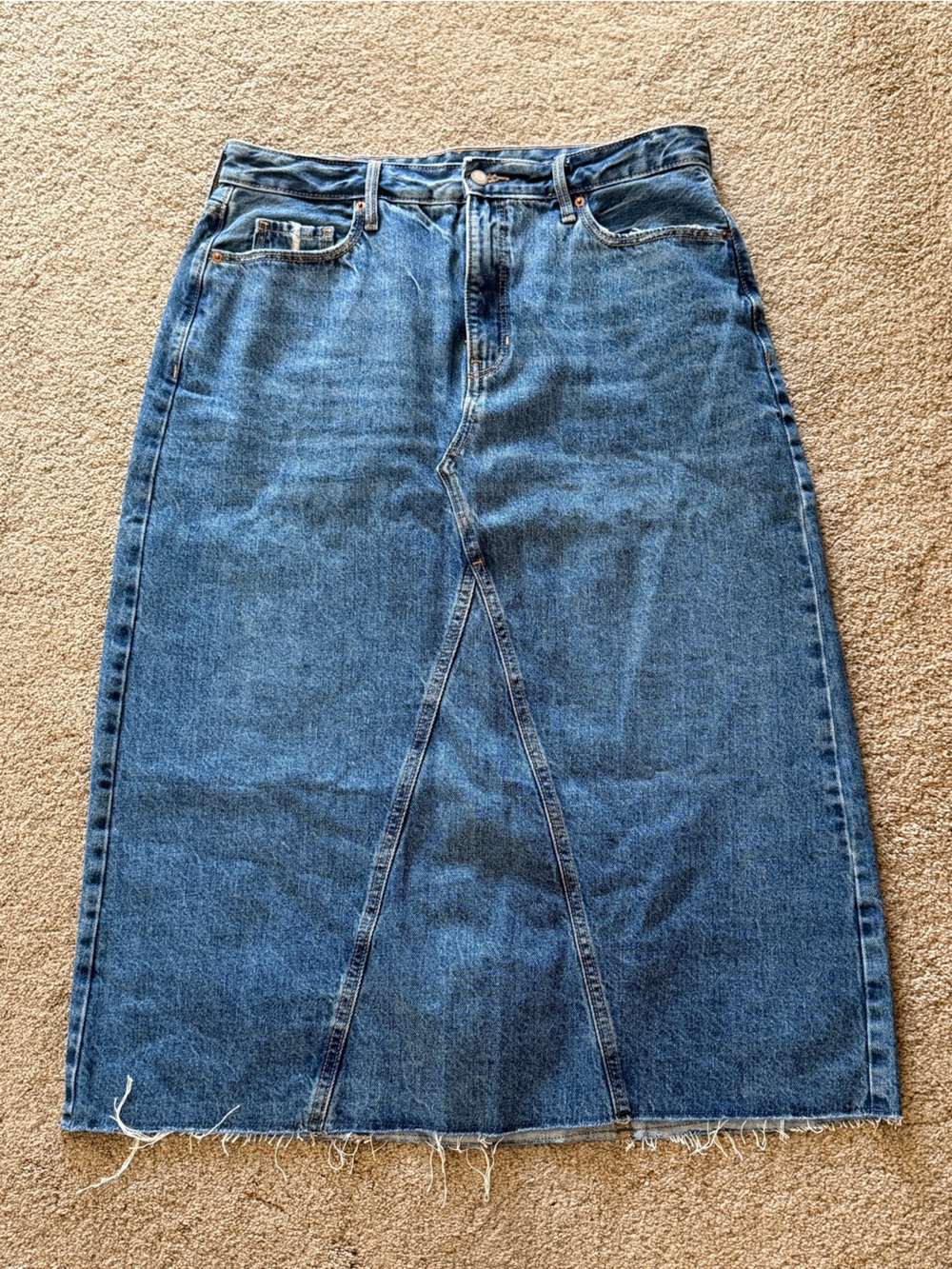 Old Navy Blue Denim Midi Skirt